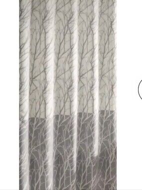 Neutral Two-Tone Branch Shower Curtain - Gray and Cream